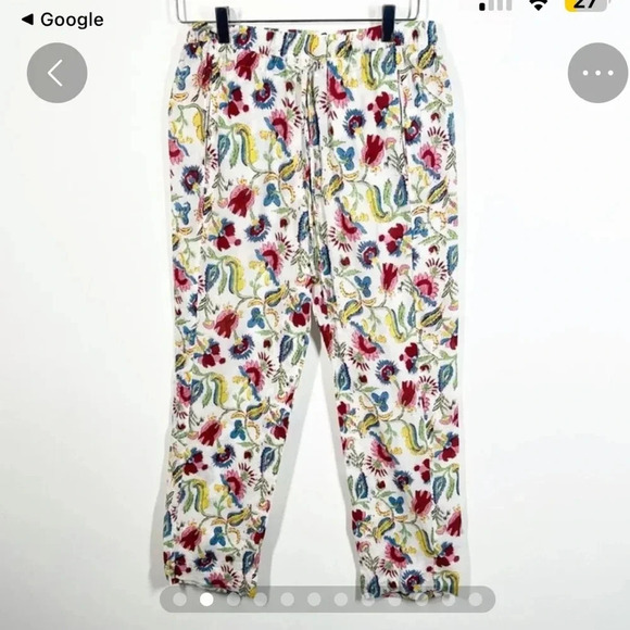 Xirena Paxtyn Floral Pattern Gauzy Drawstring Capri Ankle Pant Women’s Size s - Picture 2 of 6